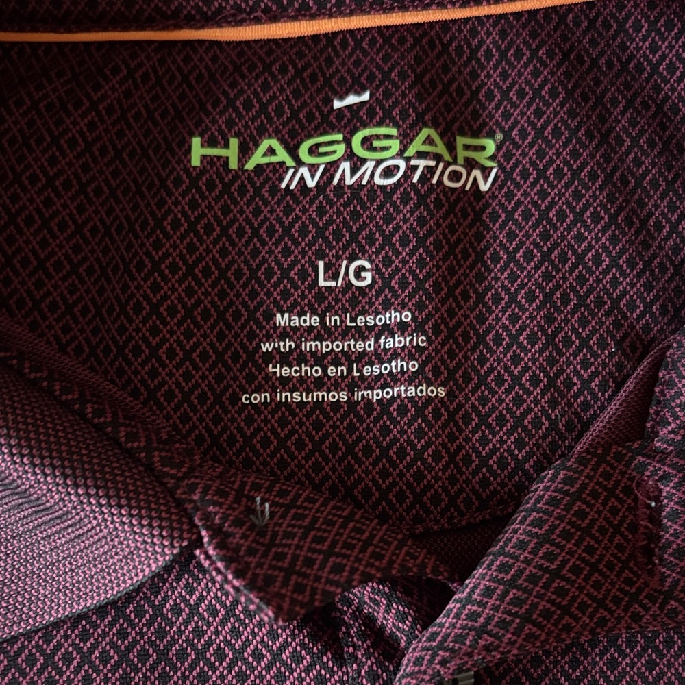 Haggar Men’s Burgundy Short Sleeve Polo Shirt size Large - Picture 4 of 5